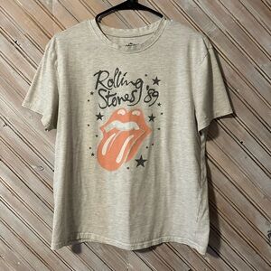 The Rolling Stones 89 Beige Band Tour Tee T Shirt Rock & Roll Music Concert